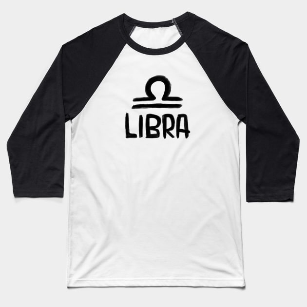 Libra Horoscope Sign Baseball T-Shirt by badlydrawnbabe